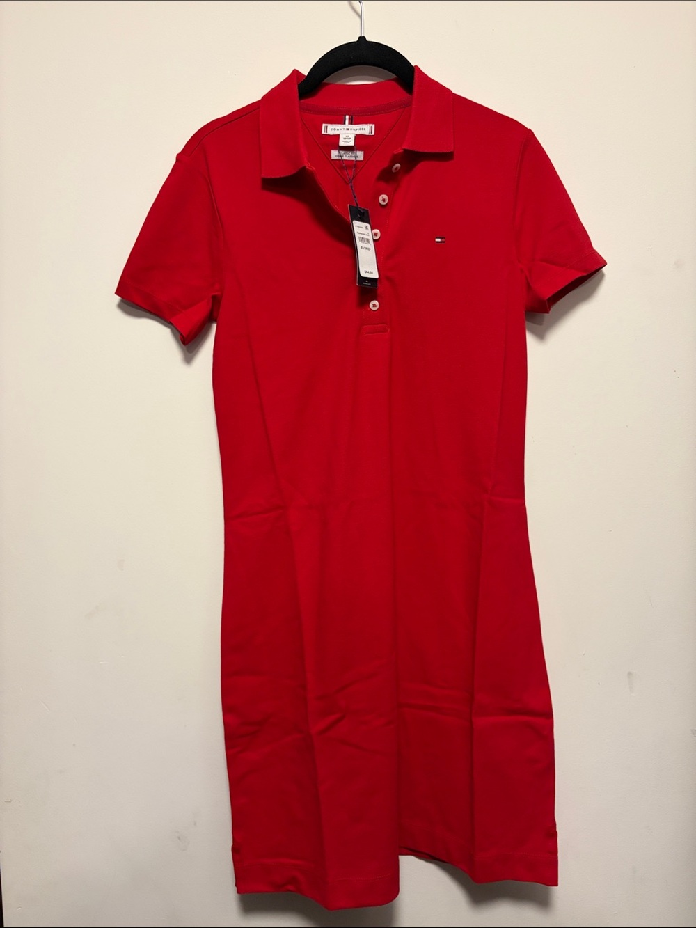 Tommy Hilfiger Women’s Red Polo Shirt Dress with Chest Logo